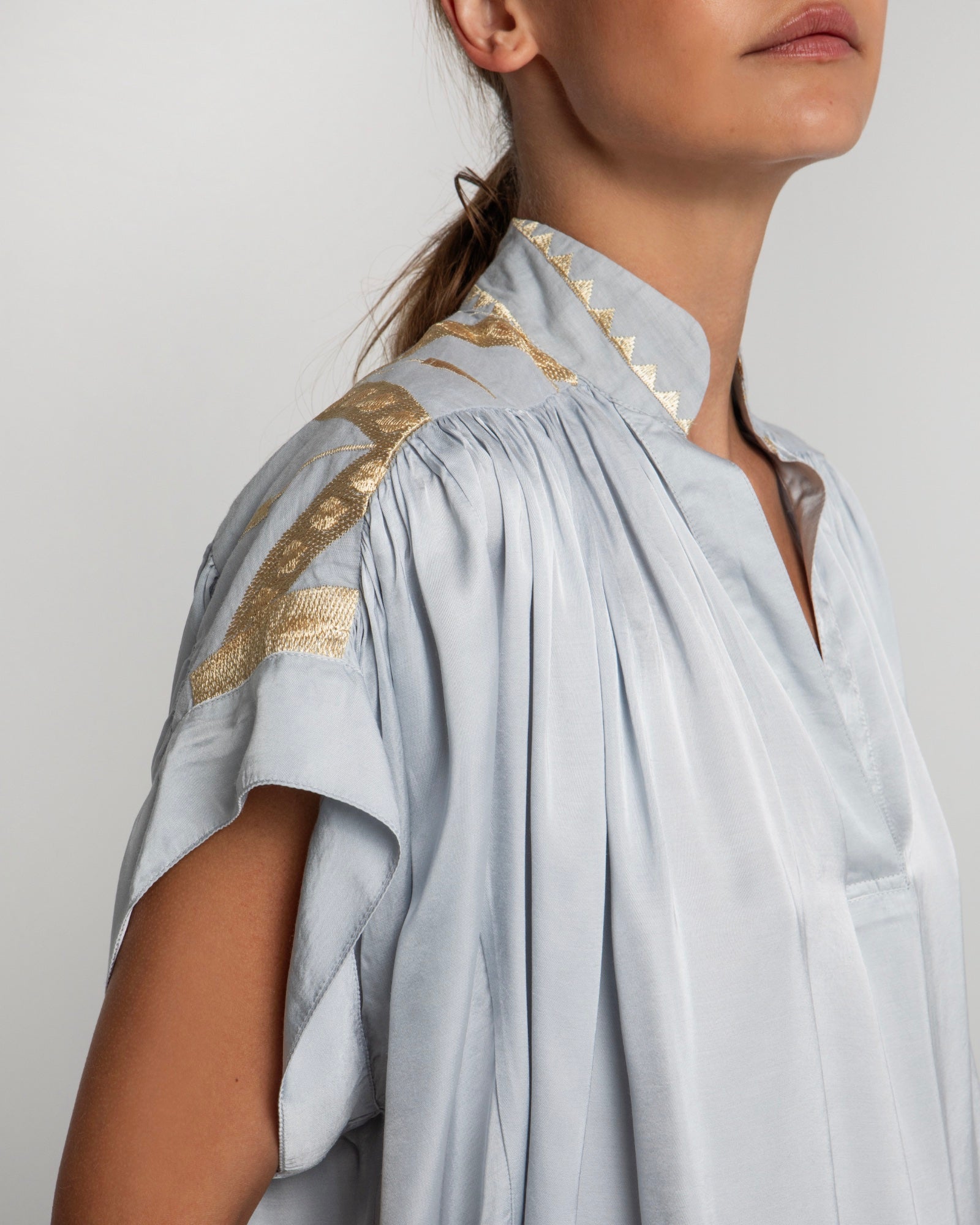 ALETTA Blouse lightblue/grey