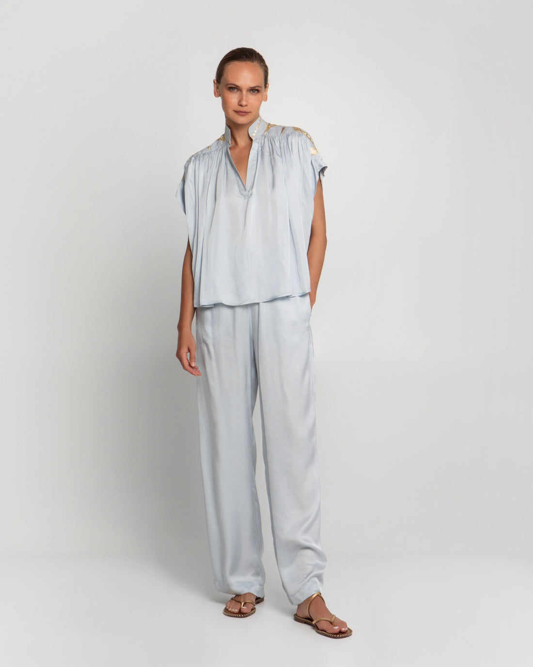 ALETTA Blouse lightblue/grey