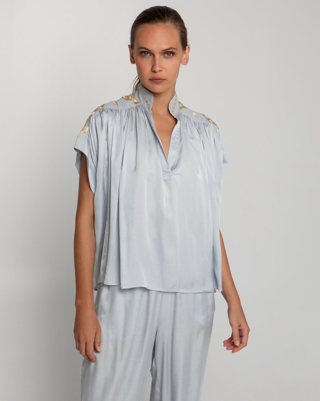 ALETTA Blouse lightblue/grey