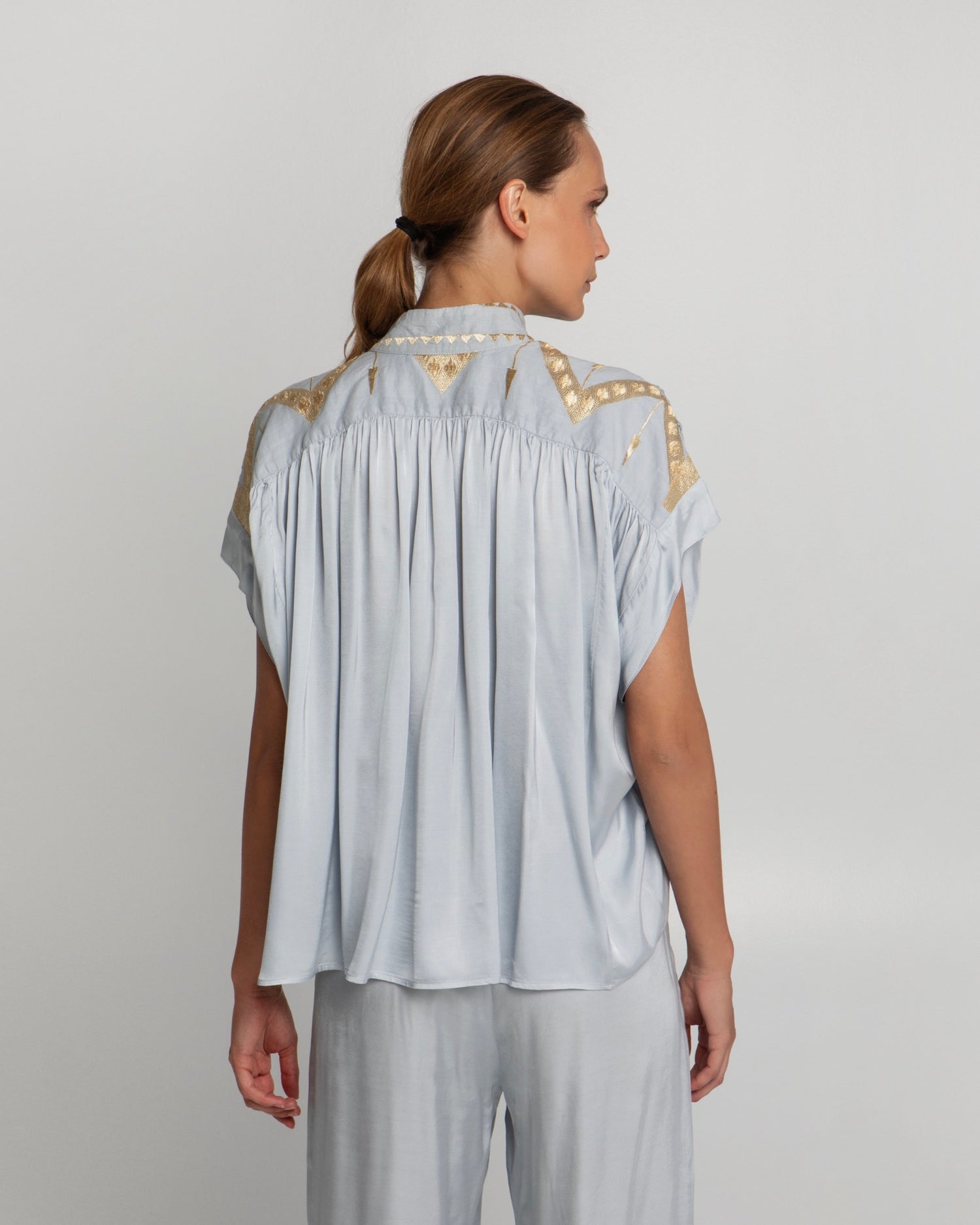ALETTA Blouse lightblue/grey