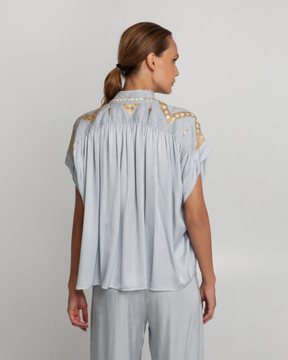 ALETTA Blouse lightblue/grey