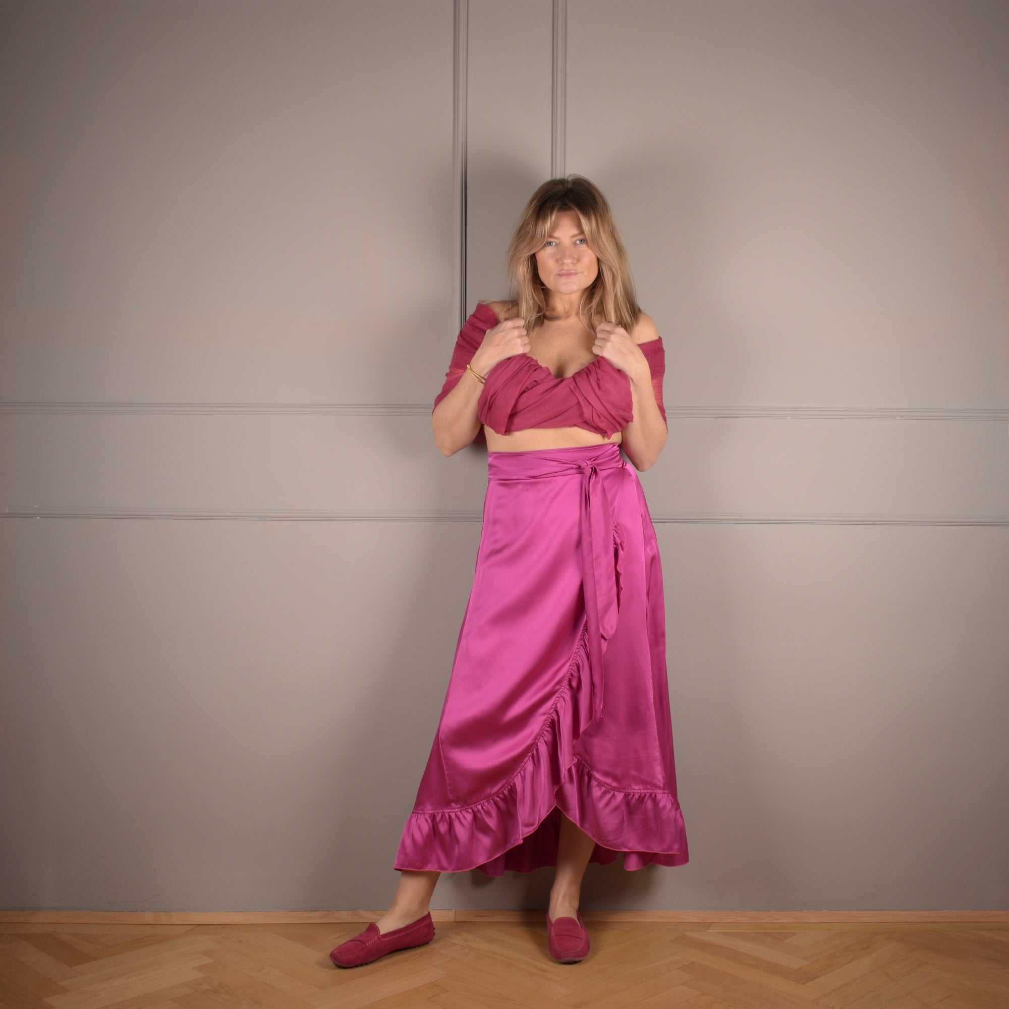 EMILIA Silk Skirt Fuchsia