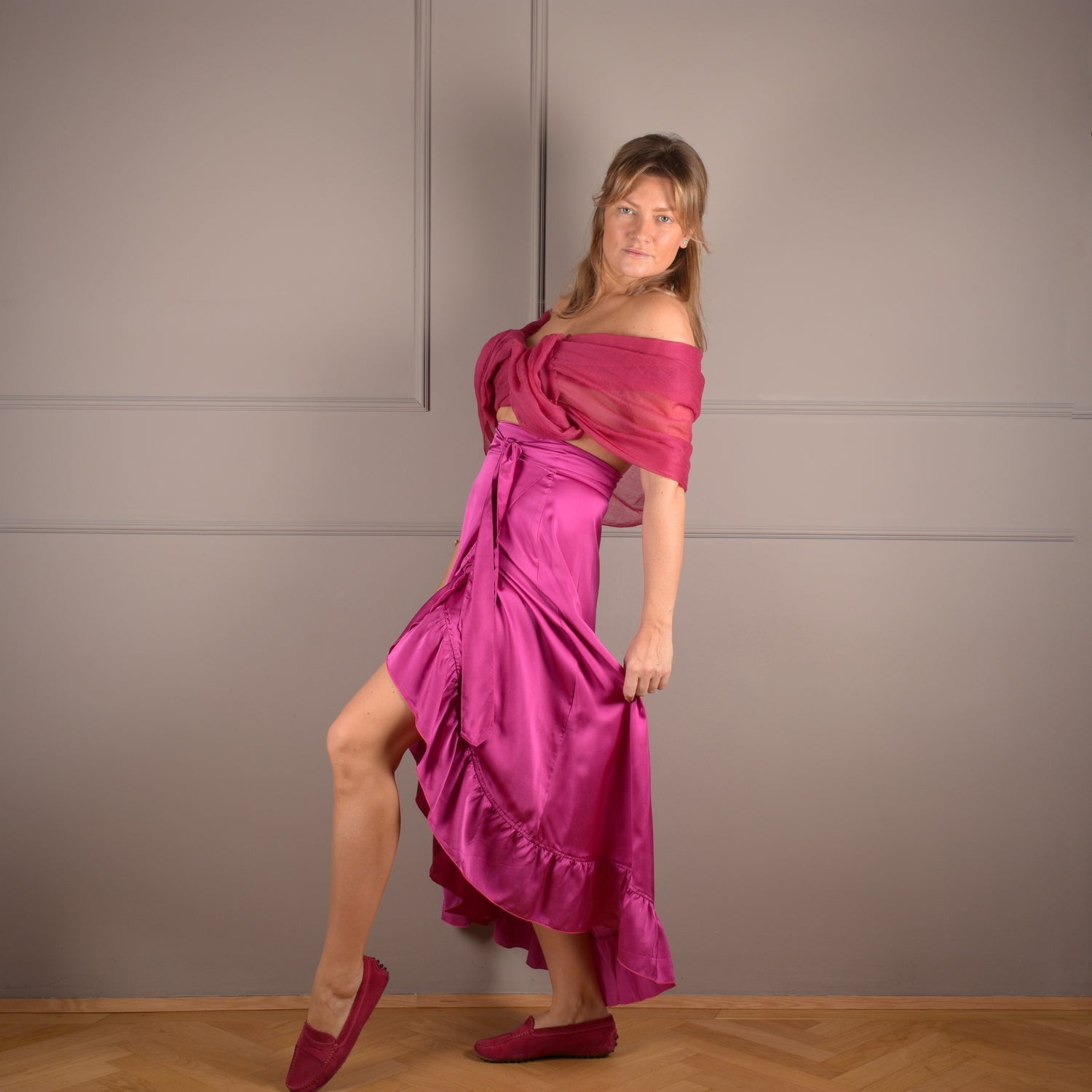 EMILIA Silk Skirt Fuchsia