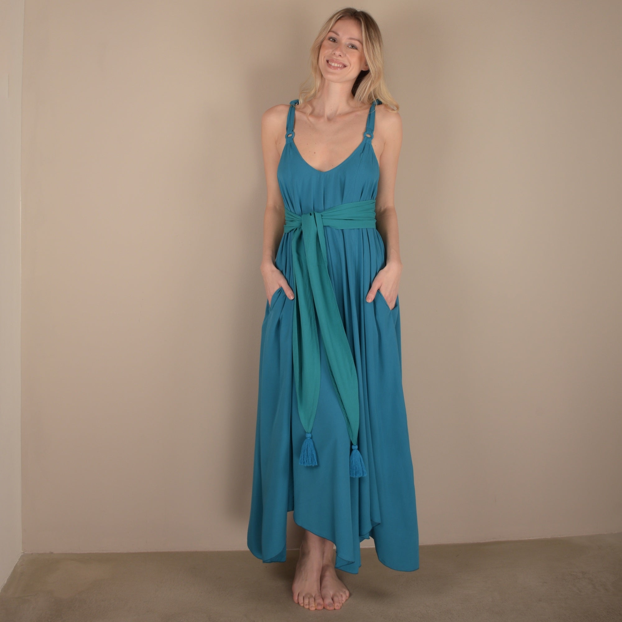 Maxi petrol dress