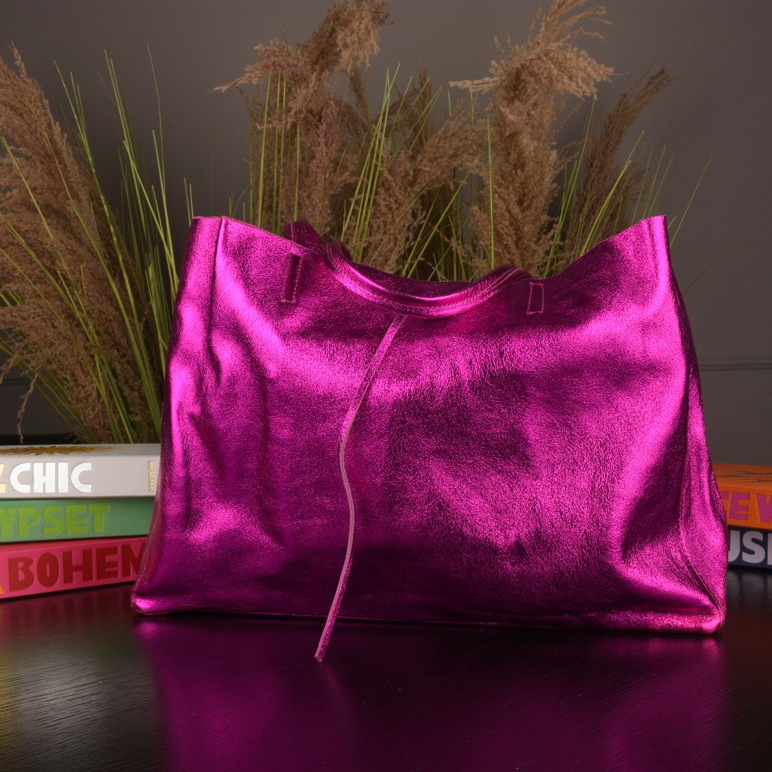 Metallic Pink Shopper Bag Large