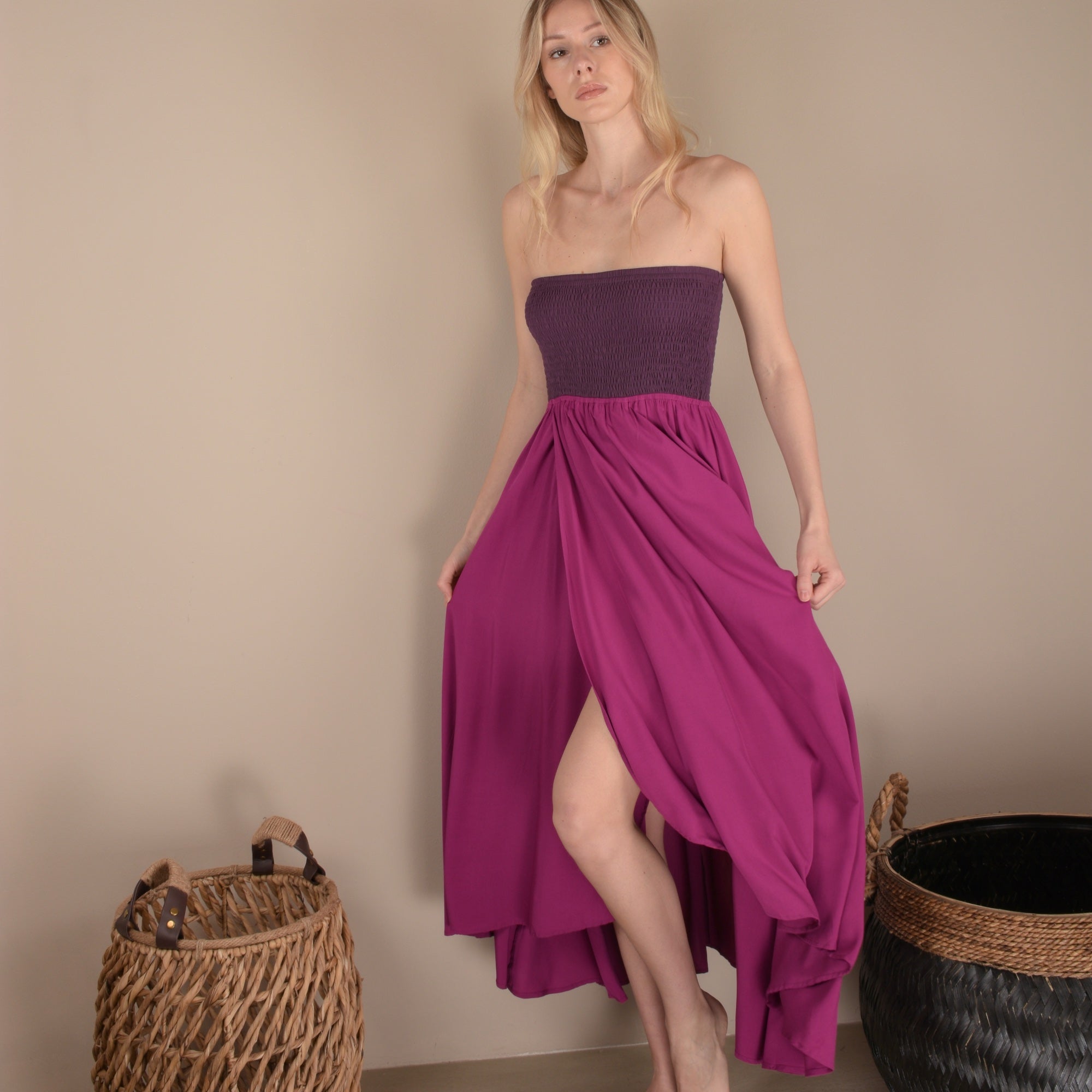 Berry Mix Colored Bandeau dress